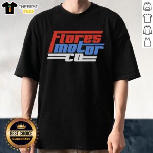 Alt Text: Hot Wyatt Flores 2026 Flores Motor Co retro logo t-shirt featuring a vintage design and vibrant colors.