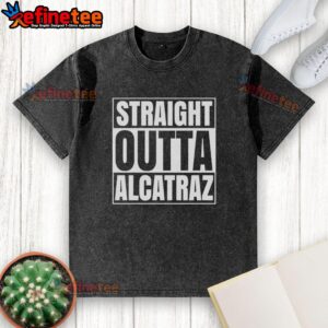 Original Straight Outta Alcatraz Prison washed t-shirt featuring a vintage design and soft fabric for comfort.