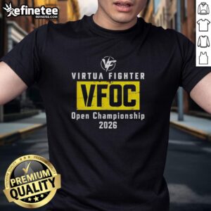 Top Vfoc Virtua Fighter Open Championship 2026 T-Shirt featuring bold graphics and vibrant colors for gaming enthusiasts.