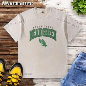 Official North Texas Mean Green classic logo washed t-shirt in green, perfect for fans and casual wear.