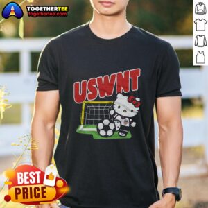 Alt Text: Top Hello Kitty X USWNT Kick T-Shirt featuring a playful design combining iconic characters and sports spirit.