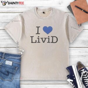 Dan Abrams wearing a stylish I Love Livid washed t-shirt, showcasing a trendy casual fashion look.
