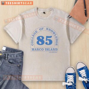 Good Aloysius Aiken RJ Decker College of Knowledge Marco Island washed t-shirt displayed on a hanger.