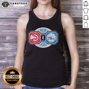 Awesome Atlanta Hawks vs Philadelphia 76ers 2026 NBA Playoffs tank top featuring vibrant team colors and logos.