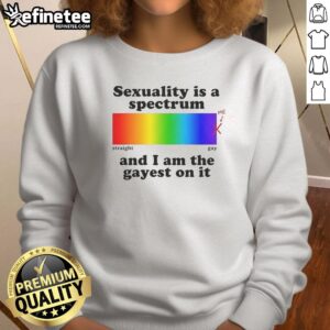 Gayest on the spectrum sweatshirt featuring bold text design celebrating sexuality diversity and pride.