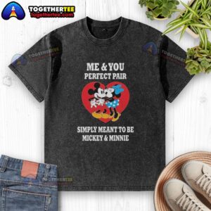 Official Mickey and Minnie washed t-shirt featuring 'Perfect Fair Simply Meant To Be' design, ideal for Disney fans.