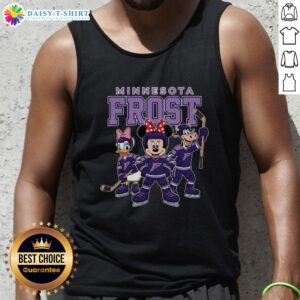 Awesome Minnesota Frost cartoon team ice hockey tank top featuring a playful design and team colors for fans.