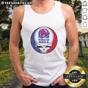 Vintage Hot Taco Bell X Grateful Dead logo tank top featuring colorful graphics and a retro design. Perfect for fans!