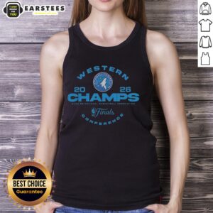 Original Minnesota Timberwolves Western Conference Champions NBA Final 2025-26 tank top featuring team logo and colors.