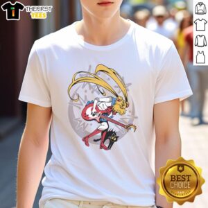 Alt Text: Top Rock N' Roll In The Moonlight Sailor Moon T-Shirt featuring a vibrant design of Sailor Moon in a cosmic scene.