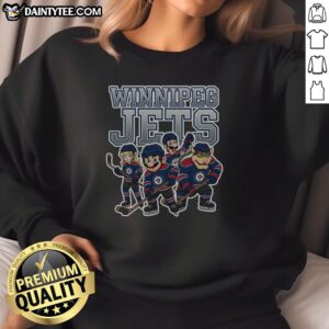 Winnipeg Jets Super Mario team ice hockey sweatshirt featuring vibrant graphics and cozy design for fans.