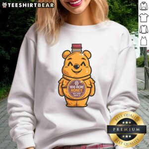 Cute bear design on a honey bottle sweatshirt, perfect for cozy casual wear and animal lovers.