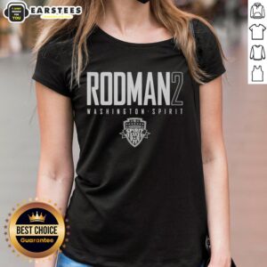 Alt Text: Washington Spirit Ladies Tee featuring Hot Rodman design, perfect for fans of women's soccer and stylish team apparel.