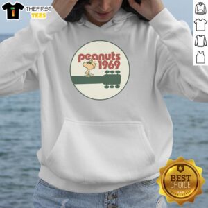 Hot Peanuts Woodstock on guitar neck 1969 hoodie featuring vibrant design celebrating iconic music festival.