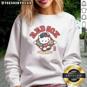 Cute Hello Kitty X Boston Red Sox throw sweatshirt featuring playful design, perfect for fans and cozy wear.