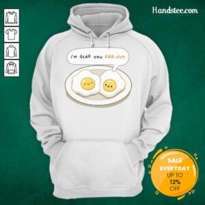 Pretty Im Glad You Eggsist Hoodie featuring colorful egg graphics, perfect for cozy, fun, and quirky fashion lovers.