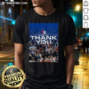 Awesome Philadelphia 76Ers Fans Thank You Poster T-Shirt featuring vibrant team colors and a bold graphic design.