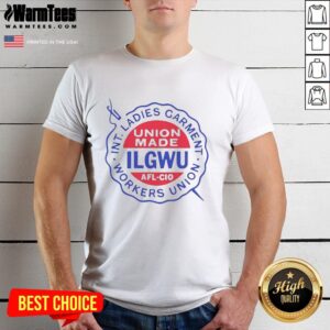 Premium ILGWU AFL-CIO logo T-shirt for ladies' garment workers, showcasing quality and union pride in fashion.