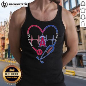 Top Los Angeles Angels stethoscope heartbeat tank top design, perfect for fans who love baseball and healthcare.
