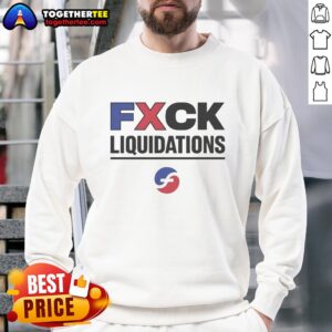 Good Fxck Liquidations logo sweatshirt in black, featuring bold graphic design for stylish streetwear enthusiasts.