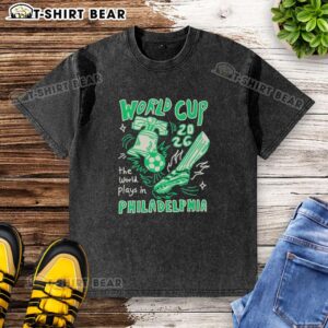 Alt Text: Top World Cup washed t-shirt in Philadelphia showcasing vibrant design for soccer fans and event enthusiasts.