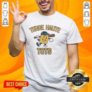 Awesome Terre Haute Tots mascot t-shirt featuring a playful design and vibrant colors, perfect for fans and supporters.