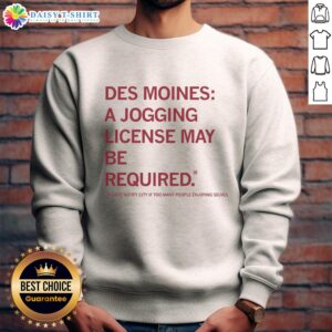 Original Des Moines Jogging License Sweatshirt featuring a stylish design, perfect for runners and casual wear.