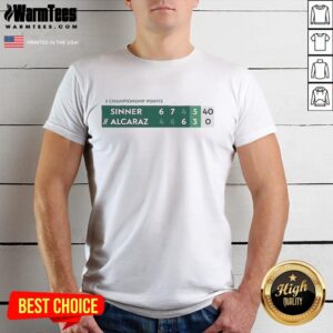 Official Sinner Alcaraz 3 Championship Points Scoreboard T-Shirt showcasing match scores and tennis excitement.
