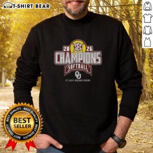 Top Oklahoma Softball Back to Back SEC Regular Season 2026 Champions sweatshirt featuring team colors and logo.