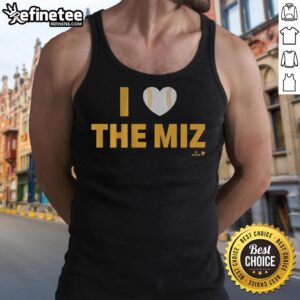 Nice Jacob Misiorowski wearing an 'I Heart The Miz' tank top, showcasing his love for wrestling in a casual style.