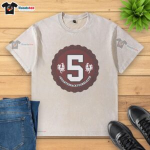 Alt Text: Top Quarterback Your Health 5 logo on a washed t-shirt, showcasing a stylish and comfortable design for sports fans.