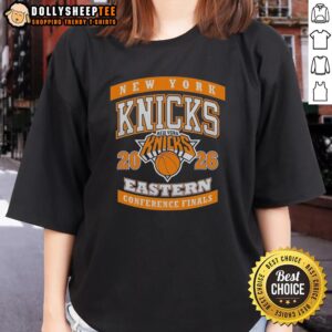 Alt Text: Vintage ladies' tee featuring the Awesome New York Knicks logo, celebrating the 2026 Eastern Conference Finals.