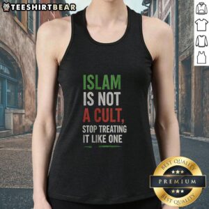 Pretty tank top with the phrase 'Islam Is Not A Cult' promoting understanding and respect for the religion.