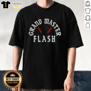 Stylish Grandmaster Flash logo T-shirt featuring vibrant graphic design, perfect for hip-hop fans and fashion enthusiasts.