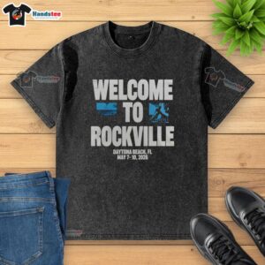 Alt Text: Top Welcome To Rockville 2026 washed t-shirt featuring vibrant festival graphics and a comfortable fit.