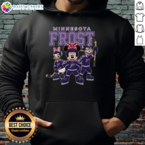 Awesome Minnesota Frost Cartoon Team Ice Hockey Hoodie featuring a vibrant design perfect for fans and cold weather.