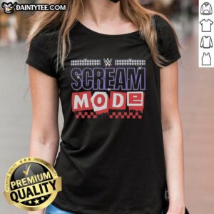 Pretty Paige and Brie Bella Scream Mode logo on a stylish ladies tee, perfect for wrestling fans and casual wear.
