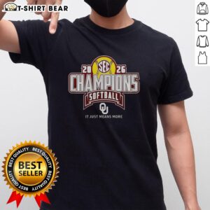 Alt Text: Oklahoma Softball Back to Back SEC Regular Season 2026 Champions T-Shirt featuring team colors and logo design.