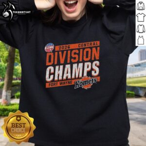 Vintage sweatshirt celebrating the 2026 Fort Wayne Komets ECHEL Central Division Champions in bold graphics.