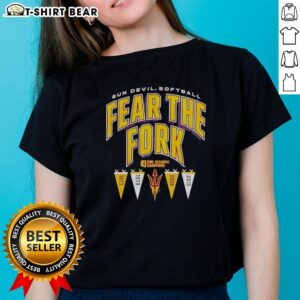 Good Arizona State Sun Devils NCAA Softball 'Fear the Fork' 2026 Ladies Tee in vibrant colors, perfect for fans.