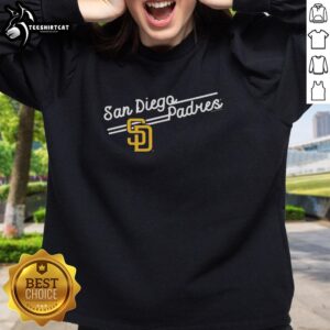 Pretty San Diego Padres Soft As A Grape sweatshirt in navy blue, showcasing team logo and comfortable fabric.