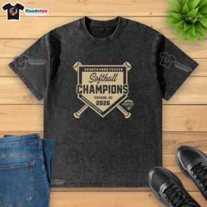Premium Sports Park Tucson Softball Champions 2026 logo on a washed t-shirt, perfect for sporty fans and events.