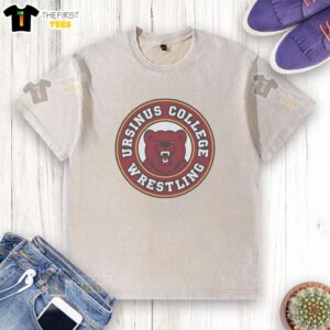 Premium Ursinus College wrestling logo washed t-shirt featuring a comfortable fit and vibrant team colors.