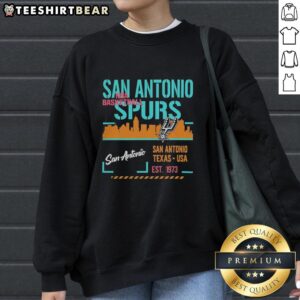 Premium San Antonio Spurs basketball sweatshirt, featuring team logo, established 1973, perfect for fans in San Antonio, Texas.