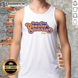 Good Cedar Point Coastermania 2026 tank top featuring vibrant graphics and a stylish design for coaster enthusiasts.