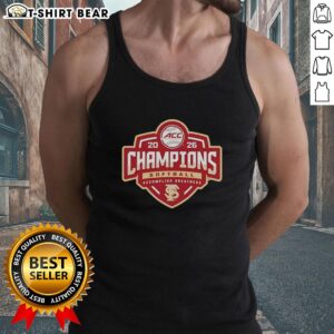 Good Florida State Seminoles 2026 ACC Softball Tournament Champions tank top design featuring team colors and logo.