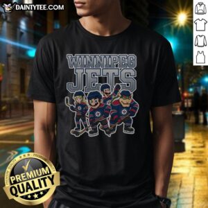 Nice Winnipeg Jets Super Mario Team Ice Hockey T-Shirt featuring vibrant graphics and team colors for fans.