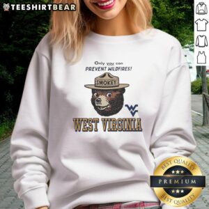 Original West Virginia X Only You Can Prevent Wildfires Smokey sweatshirt featuring a vintage design for fire safety awareness.