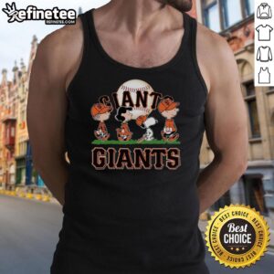 Good Snoopy Charlie Brown Linus And Lucy Wearing San Francisco Giants Baseball Jersey T-Shirt - Image 4