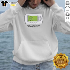 Cozy 'Don't Touch The Thermostat' hoodie in indoor 68 style, perfect for chilly days and humorous vibes.